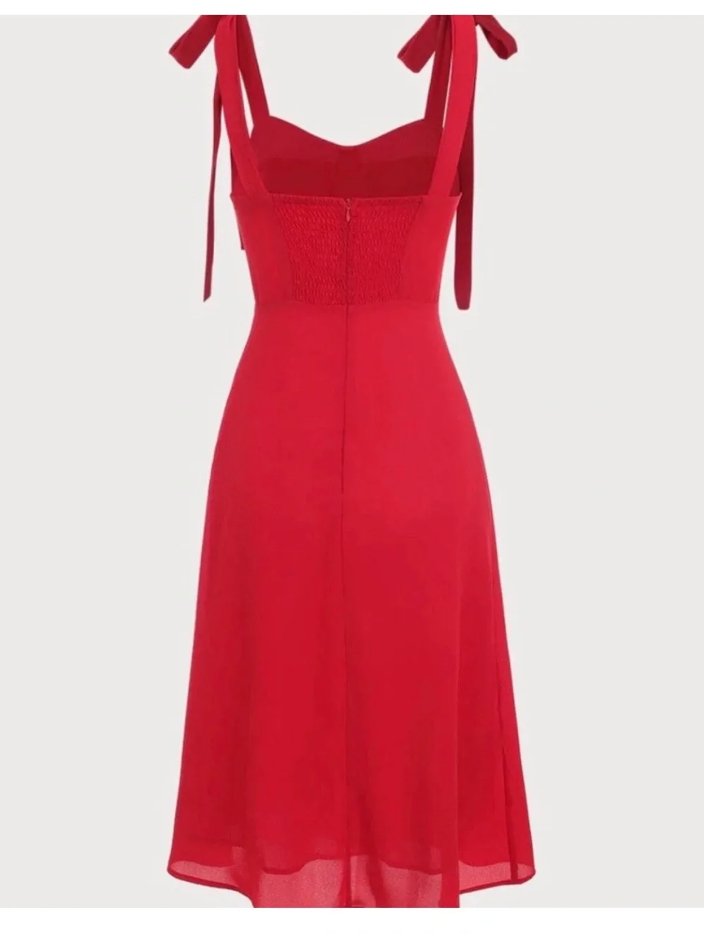 Rihoas Nordstrom Vibrant Red Tie-Shoulder Midi Dress - Picture 8 of 15